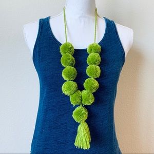Boho Tassel Necklace. Pom Pom handmade necklace.